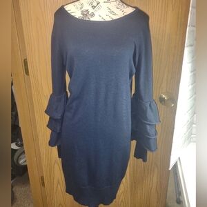 Sm. Elegant Navy Blue Ruffle Sleeve Dress